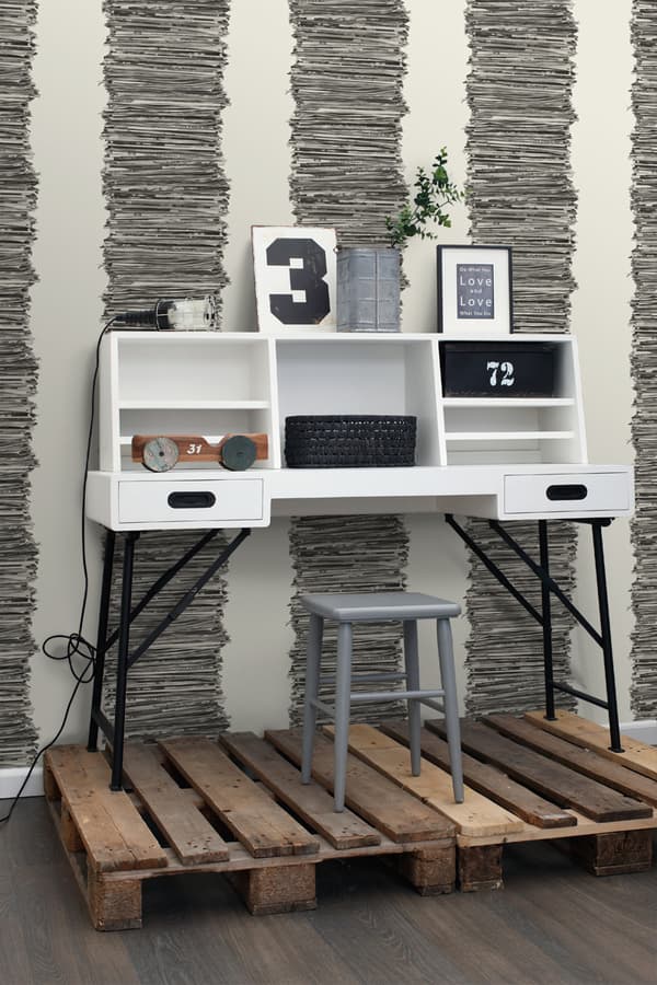 ESTAhome tapet tidningar svart och vitt 53 cm x 10,05 m
