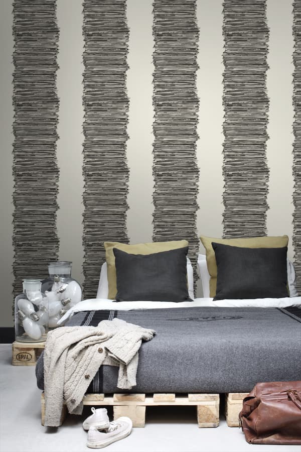 ESTAhome tapet tidningar svart och vitt 53 cm x 10,05 m