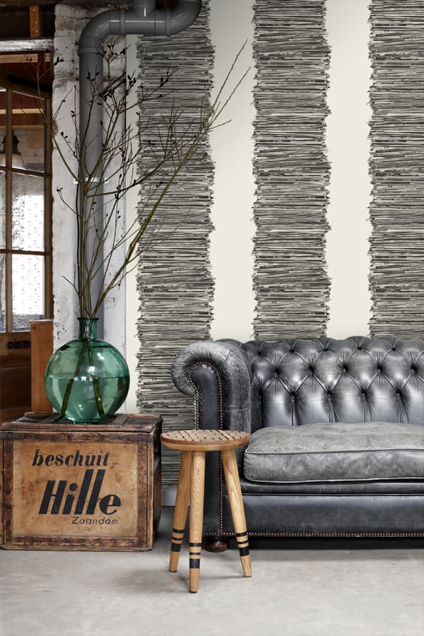 ESTAhome tapet tidningar svart och vitt 53 cm x 10,05 m