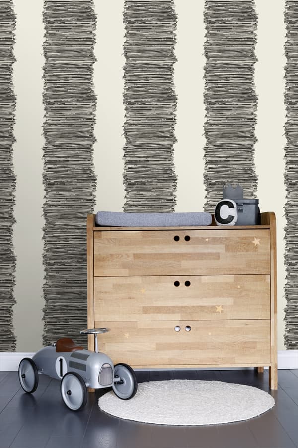 ESTAhome tapet tidningar svart och vitt 53 cm x 10,05 m