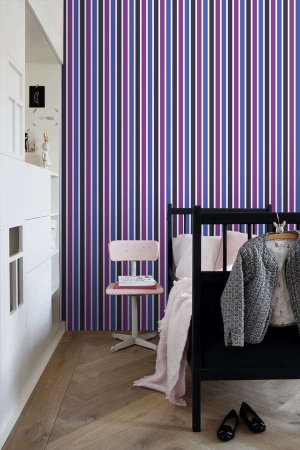ESTAhome tapet striber blåt og lilla 53 cm x 10,05 m