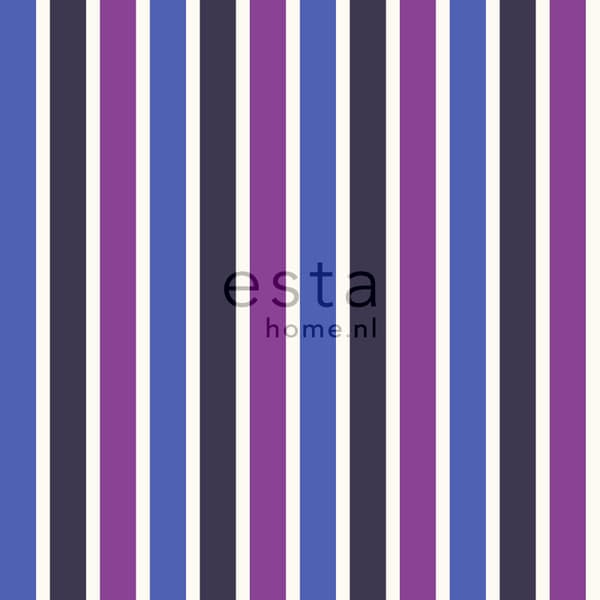 ESTAhome tapet striber blåt og lilla 53 cm x 10,05 m