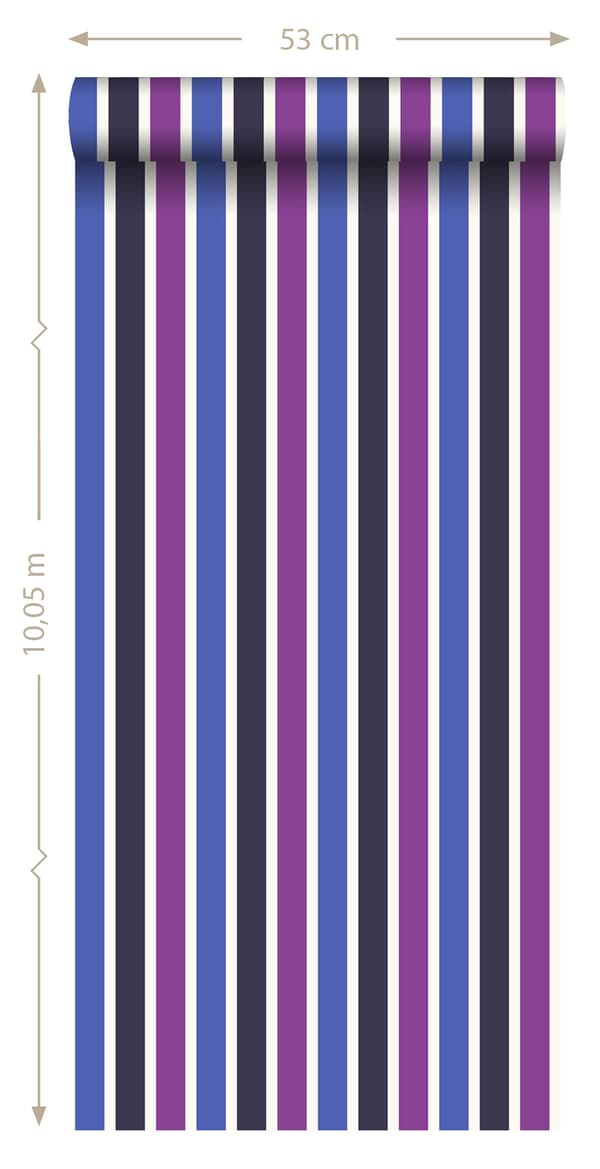 ESTAhome tapet striber blåt og lilla 53 cm x 10,05 m