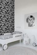 Miniatyrbild 2 av 8: ESTAhome tapet poppiga blommor och paisleymönster svart och vitt 53 cm x 10,05 m