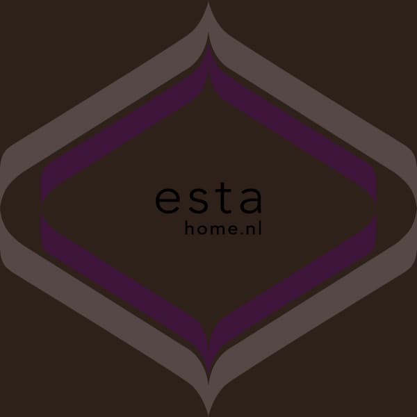 ESTAhome tapet retro-ornament brunt og lilla 53 cm x 10,05 m