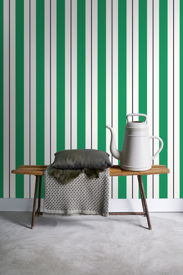 ESTAhome tapet ränder grönt och marinblått 53 cm x 10,05 m