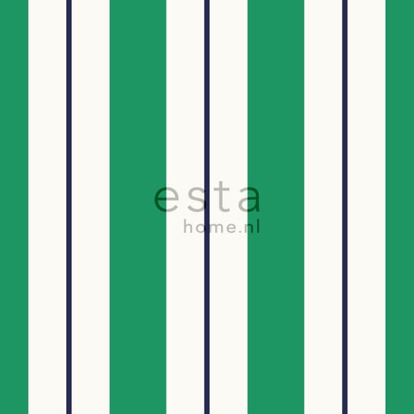 ESTAhome tapet ränder grönt och marinblått 53 cm x 10,05 m