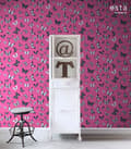 Miniatyrbild 3 av 6: ESTAhome tapet fjärilar svart och rosa 53 cm x 10,05 m
