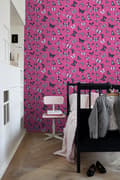 Miniatyrbild 2 av 6: ESTAhome tapet fjärilar svart och rosa 53 cm x 10,05 m