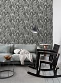 Miniatyrbild 7 av 8: ESTAhome tapet palmblad svart och vitt - 139008 - 0,53 x 10,05 m