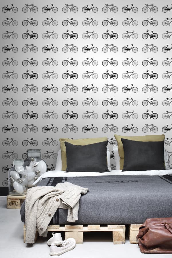 ESTAhome tapet cyklar vitt och svart 53 cm x 10,05 m