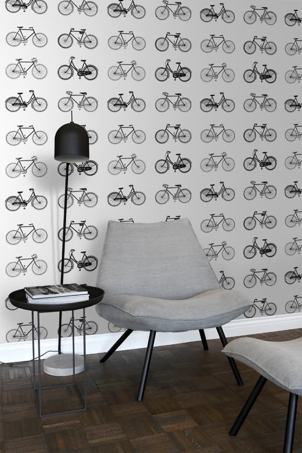 ESTAhome tapet cyklar vitt och svart 53 cm x 10,05 m