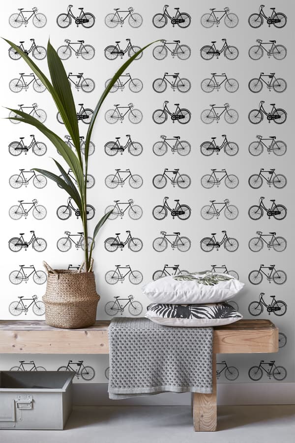 ESTAhome tapet cyklar vitt och svart 53 cm x 10,05 m