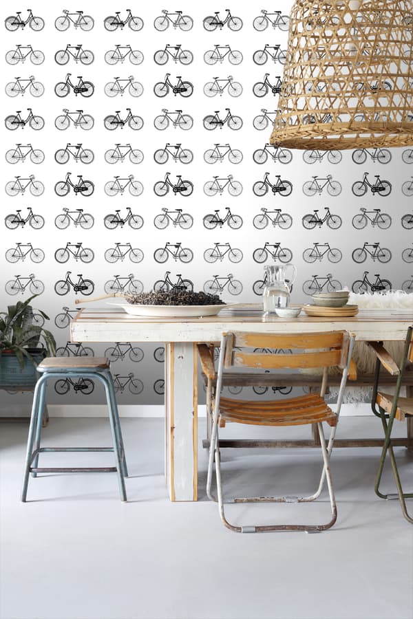 ESTAhome tapet cyklar vitt och svart 53 cm x 10,05 m