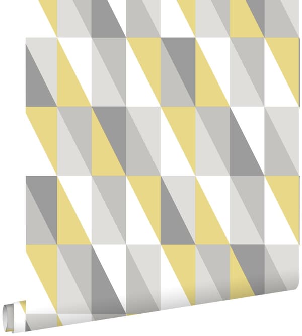 ESTAhome tapet grafiske trekanter okkergult og gråt 53 cm x 10,05 m