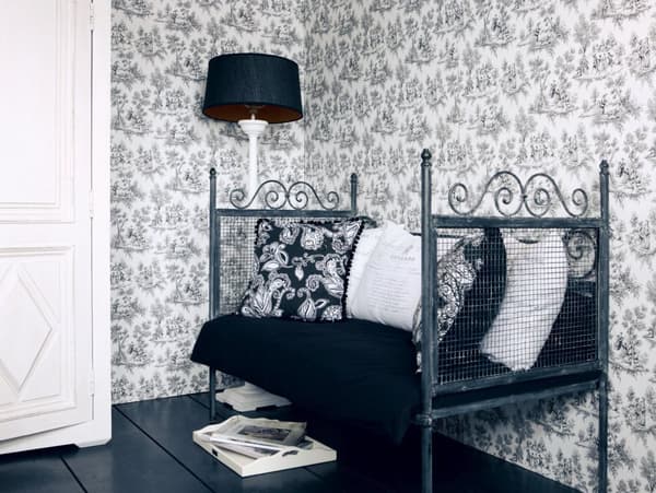 ESTAhome tapet toile de Jouy svart 53 cm x 10,05 m