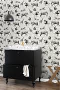 Miniatyrbillede 3 af 7: ESTAhome tapet dyr på store prikker skinnende hvid og sort 53 cm x 10,05 m