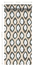 Miniatyrbillede 5 af 5: Origin Wallcoverings tapet Ikat beige og turkis 53 cm x 10,05 m