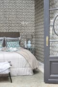 Miniatyrbillede 2 af 5: Origin Wallcoverings tapet Ikat beige og turkis 53 cm x 10,05 m