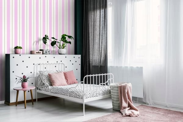 ESTAhome tapet ränder rosa och brunt 53 cm x 10,05 m