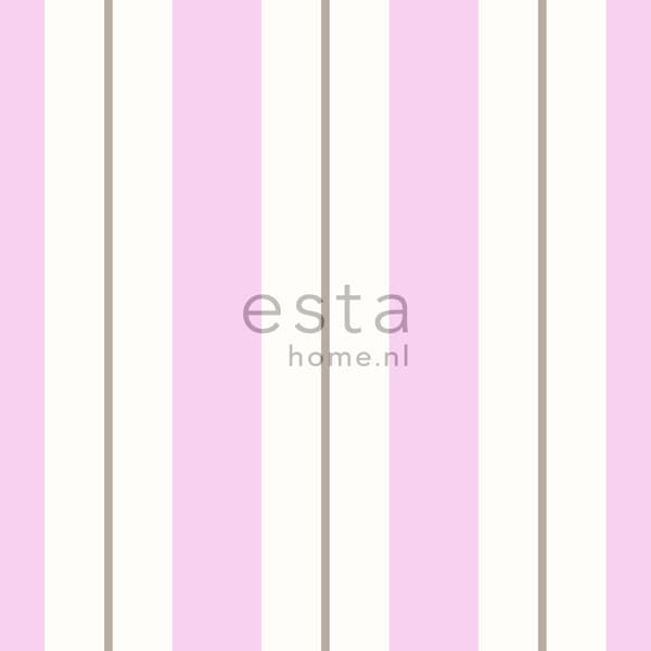 ESTAhome tapet ränder rosa och brunt 53 cm x 10,05 m