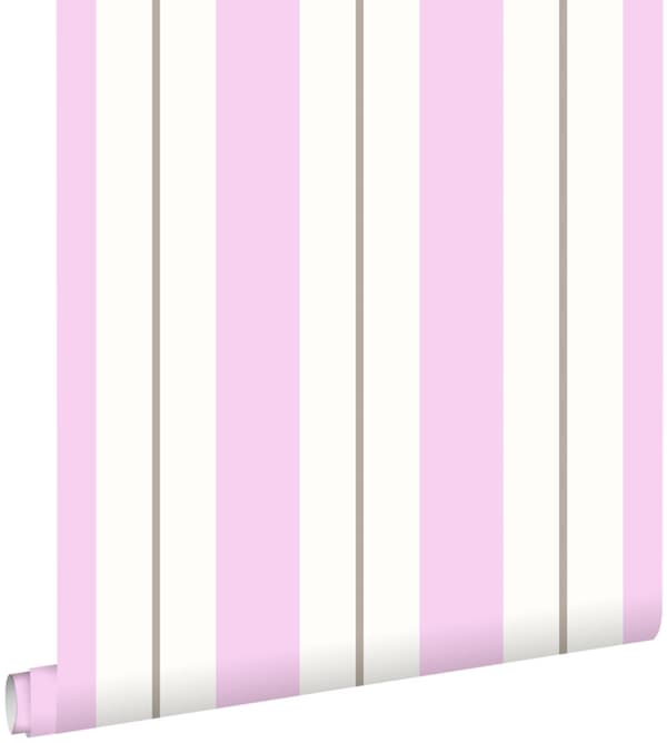 ESTAhome tapet ränder rosa och brunt 53 cm x 10,05 m