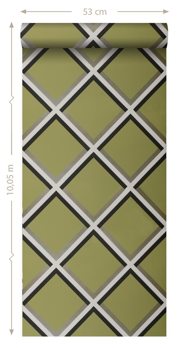Origin Wallcoverings tapet geometriskt motiv olivgrönt 52 cm x 10,05 m