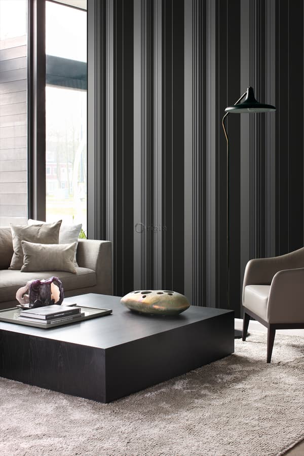 Origin Wallcoverings tapet ränder svart och glänsande brons 53 cm x 10,05 m