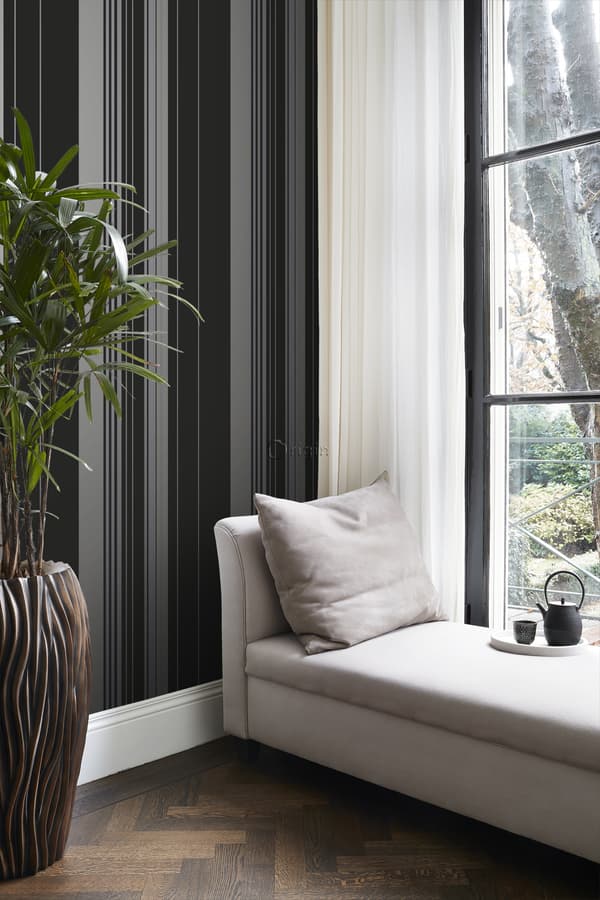Origin Wallcoverings tapet ränder svart och glänsande brons 53 cm x 10,05 m