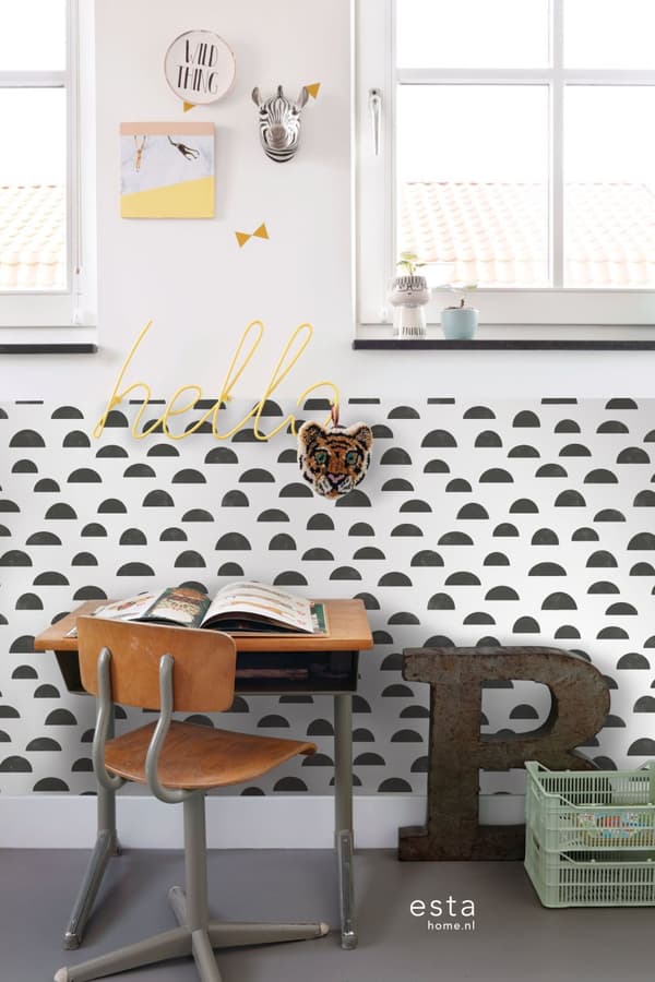 ESTAhome tapet grafiskt motiv svart och vitt 0,53 x 10,05 m