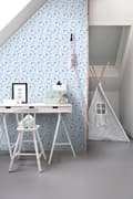 Miniatyrbild 3 av 8: ESTAhome tapet blommor turkost 53 cm x 10,05 m