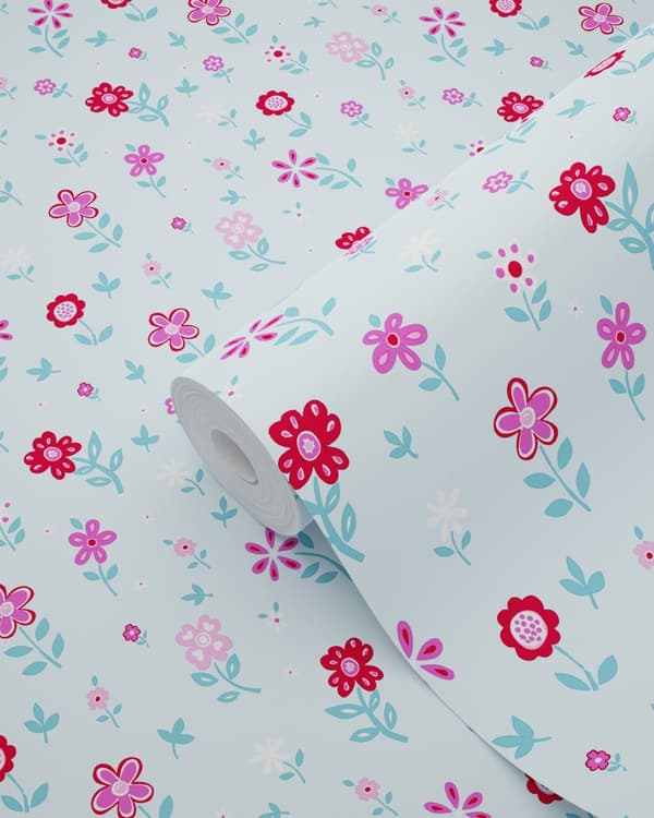ESTAhome tapet blommor turkost 53 cm x 10,05 m