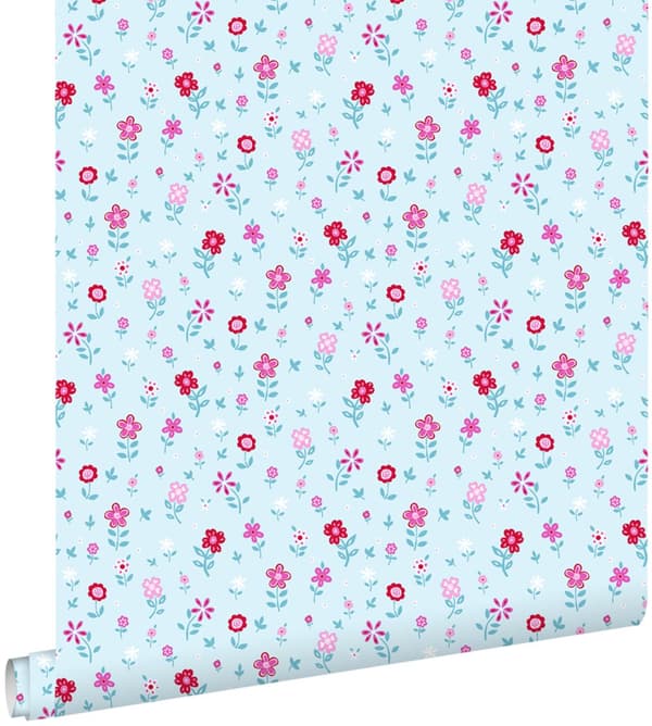 ESTAhome tapet blommor turkost 53 cm x 10,05 m