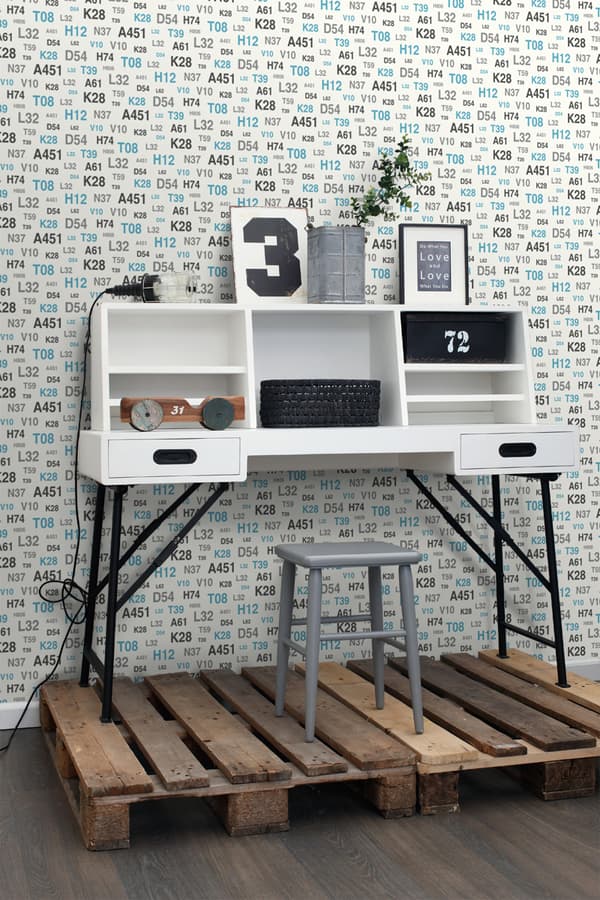 ESTAhome tapet emblemer turkis og gråt 53 cm x 10,05 m