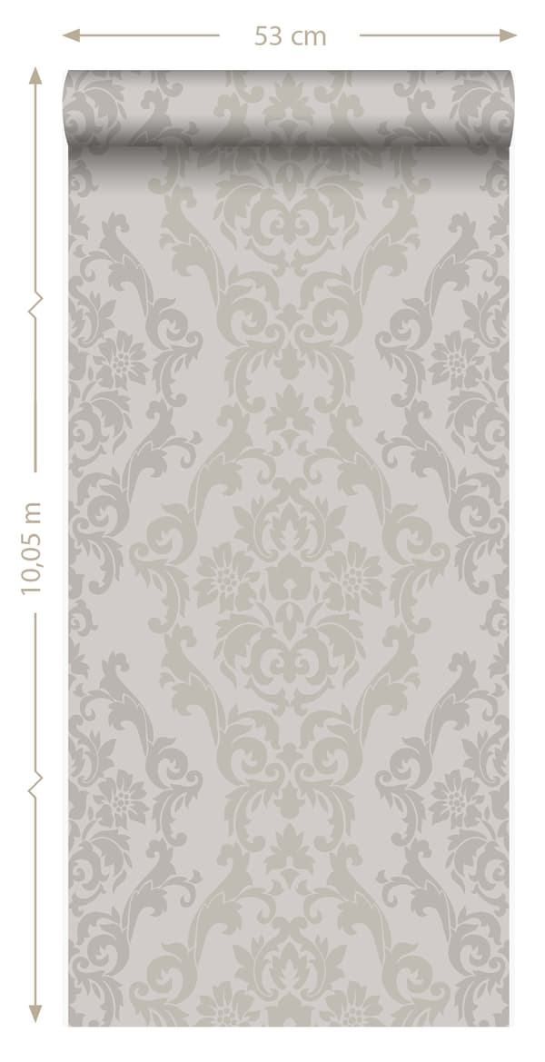 Origin Wallcoverings tapet ornament mullvadsgrått 53 cm x 10,05 m