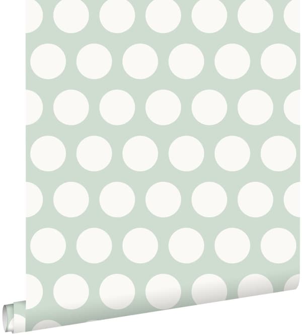 ESTAhome tapet prikker mintgrønt og hvidt 53 cm x 10,05 m