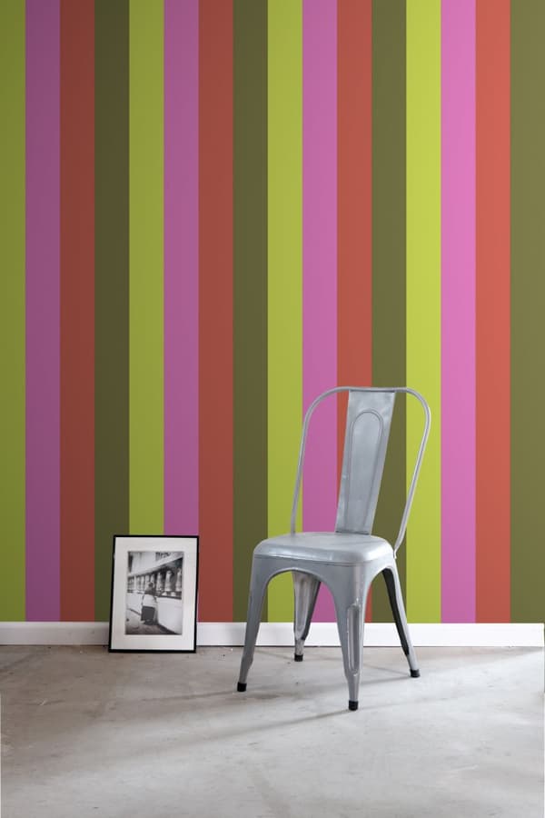 ESTAhome tapet ränder limegrönt och rosa 53 cm x 10,05 m