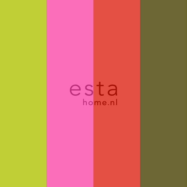 ESTAhome tapet ränder limegrönt och rosa 53 cm x 10,05 m