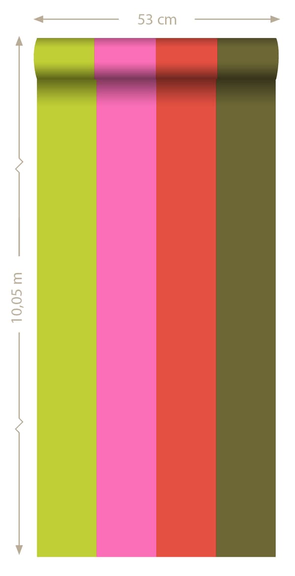 ESTAhome tapet ränder limegrönt och rosa 53 cm x 10,05 m