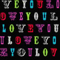 Miniatyrbild 3 av 4: ESTAhome tapet love you - citat mångfärgat på svart 53 cm x 10,05 m