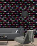 Miniatyrbild 2 av 4: ESTAhome tapet love you - citat mångfärgat på svart 53 cm x 10,05 m