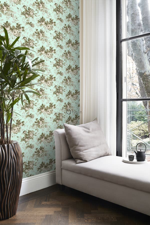Origin Wallcoverings tapet roser havgrønt 53 cm x 10,05 m