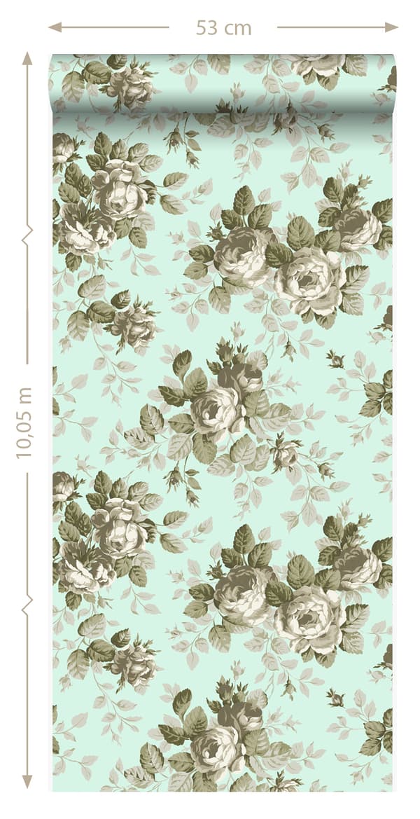 Origin Wallcoverings tapet roser havgrønt 53 cm x 10,05 m