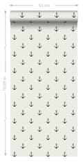 Miniatyrbild 8 av 8: ESTAhome tapet ankare beige och svart 0,53 x 10,05 m