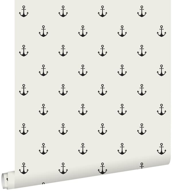 ESTAhome tapet ankare beige och svart 0,53 x 10,05 m