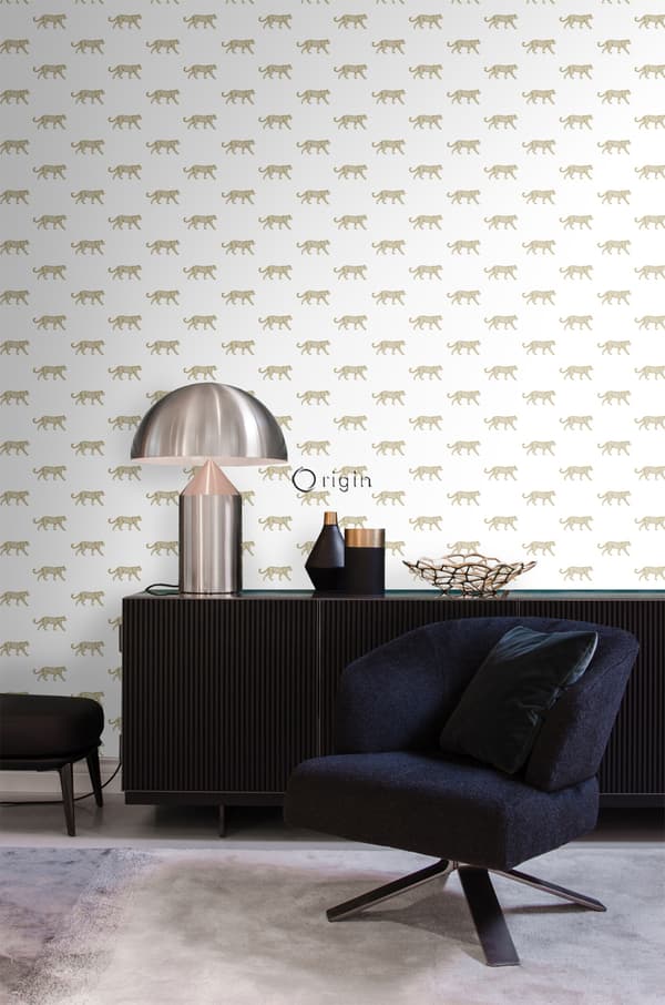Origin Wallcoverings tapet pantrar vitt och guld 0,53 x 10,05 m
