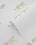Miniatyrbild 6 av 7: Origin Wallcoverings tapet pantrar vitt och guld 0,53 x 10,05 m