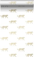 Miniatyrbild 1 av 7: Origin Wallcoverings tapet pantrar vitt och guld 0,53 x 10,05 m