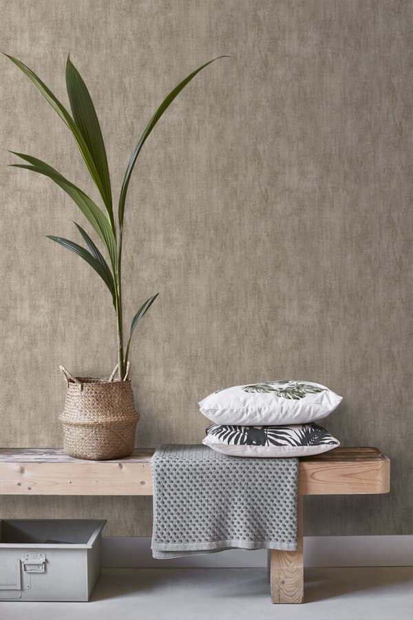 ESTAhome tapet enfärgad med målningseffekt beige brun - 127639 - 53 cm x 10,05 m