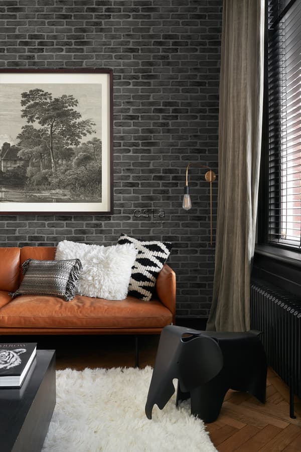 ESTAhome tapet tegelvägg svart 0,53 x 10,05 m